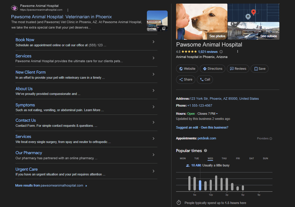 Example of a fully optimised Google Business Profile
